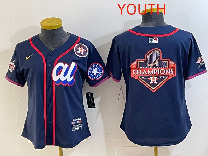 Youth 2025 Houston Astros Blank Drak Blue All star Nike MLB Jersey style 010